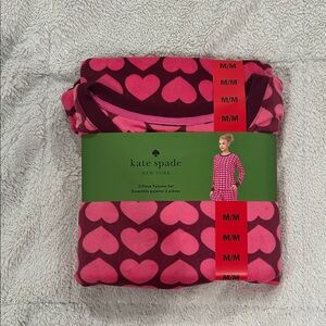 Kate Spade ladies Pajama Set with Pink and Dark Pink Hearts